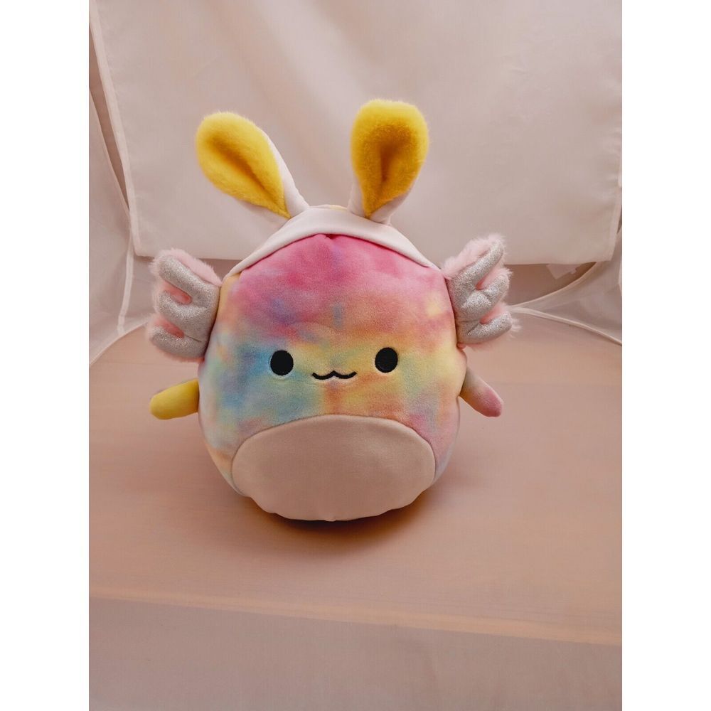 2024 Squishmallows Tinley 10" Axolotl Rainbow Tie Dye W/Bunny Ears Plush